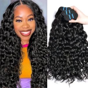 Tissage Bresilien en lot Tissage Cheveux Humain Vierge Hair 3 Bundles Tissage Bresilien Boucle M&egrave;ches Br&eacute;silien 100% Water Wave Human Hair Naturelle Couleur (12 14 16 pouces /300g) (good quality hair store, neuf)
