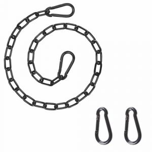 TOP-MAX Cha&icirc;ne de suspension robuste de 50 cm, rallonge robuste pour chaises de jardin, acier rev&ecirc;tu noir avec 2 mousquetons, extension de hamac s&eacute;curis&eacute;e, accessoires de balan&ccedil;oire d'ext&eacute;rieur (Festle, neuf)
