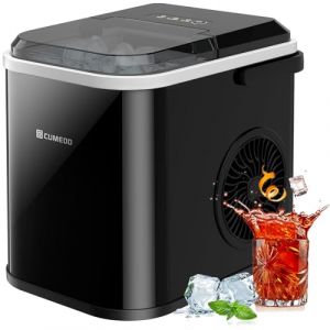 Machine à Glaçons, 12kg en 24h, 8 Glaçons en 6-10 Minutes, Machine a Glacons à Affichage LED de Comptoir 120W avec Capteur Infrarouge et Autonettoyant pour la Maison/le Camping/la Fête (Homeking-US, neuf)