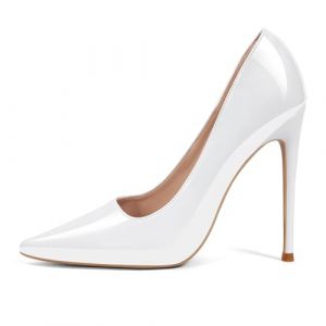 GENSHUO Femmes Mode Bout Pointu Escarpins À Talons Hauts Sexy Slip on Stiletto Party Chaussures 12 CM / 4.72IN,Blanc, 42 EU(12 US) (angelilazhou, neuf)