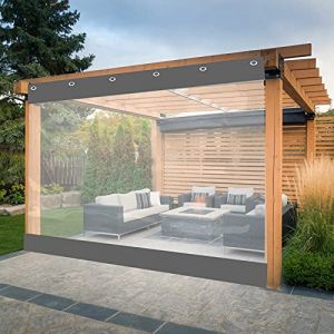 AWSAD Rideau Pergola Extérieur Rideau Transparent Étanche Terrasse Rideaux en PVC 500g/㎡Couverture en PVC Durable Bache for Gazebo,Front Porch,Pergola (Color : Gray, Size : 4.5x2.5m) (shanxitongmu, neuf)