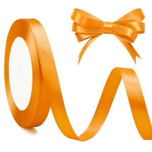 Ruban Orange et Or Satin 10mm X 23m Pour Couture, Emballage Cadeau, Décoratif Brillant Fin - Jaune (yinhantiaotiao-EU, neuf)