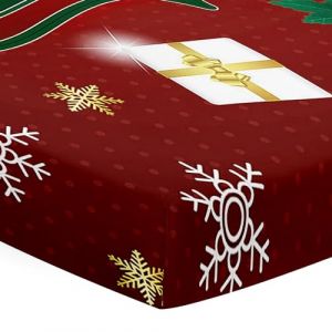Hiseng Drap Housse pour Lit Bébé Enfant Imprimé Noël Doux Draps Housses pour lit de Bébé et lit d'Enfant Protège Matelas Compatible pour Berceaux de Chevet (cadeau de Noël,65x95cm) (Hiseng, neuf)