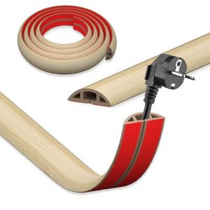 DIKARIYA Cache Cable Sol Bois, 10mx3cm Passage de Cable au Sol, Petit Canal de C&acirc;ble Flexible, Protege Cable Sol, PVC Goulotte Passe Cable Sol, Cache Fil &Eacute;lectrique Auto-Adh&eacute;sif pour Tous Les C&acirc;bles (DIKARIYA EU, neuf)