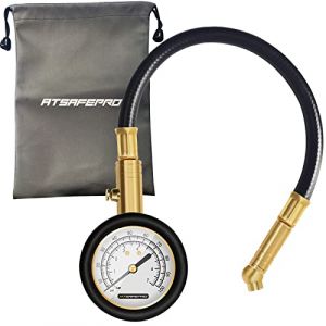 ATsafepro Manometre Pression Pneu 100 psi 7 bar précis avec tuyau flexible Cadran lumineux Manomètre mécanique pour valve Schrader de vélo, moto, voiture, SUV (Smartire, neuf)