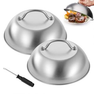 KUWUNG Cloche Plancha, 2 pièces Cloche de Cuisson pour Plancha 9 Pouces,Cloche de Cuisson de Hotte de Gril de Cloche de Hamburger avec Poignée Anti-brûlure,Cloche Barbecue,Cloche Alimentaire (KUWUNG, neuf)