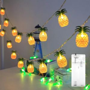 ENLACE Guirlande lumineuse ananas - 3 m - 20 LED - Tropical - Fonctionne avec piles - Guirlande lumineuse hawaïenne pour fête hawaïenne, chambre à coucher, fêtes d'été, décoration de plage, intérieur (DONGWANG, neuf)