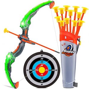 STAY GENT Arc et Fleches Enfant Kit, Cible de Tir a l'arc Set avec Umière LED 12 Flèches à Ventouse pour Intérieur et Extérieur, Jeux Jouet Noël Cadeaux pour Garçons Filles à Partir 6 8 10 Ans (Counting Mars World, neuf)