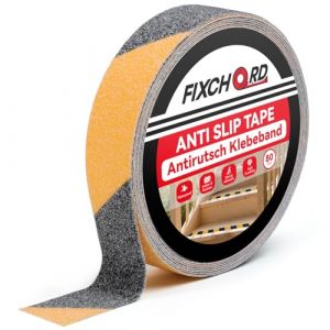 FIXCHORD Bande Antidérapante adhésive, 5mx25mm Ruban antidérapant, intérieur/extérieur, Bande Antidérapante Escalier pour nez de marche, imperméable, haute traction, grain 80, jaune et noir (HOMMAND EU, neuf)