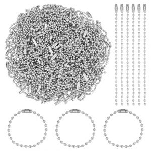 PH PandaHall 200 Brins chainette porte clef attache porte cl&eacute; chainette en fer avec connecteurs, 10 cm cha&icirc;ne &agrave; billes porte cl&eacute; cha&icirc;ne suspendue pour bijoux et artisanat, cadeau, platine (PandaHall FR, neuf)