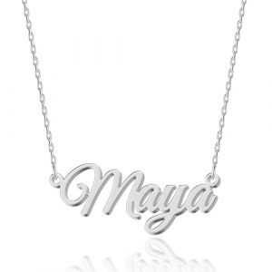 UMAGICBOX Collier Prénom Personnalisé Élégant Maya en Acier Inoxydable et Argent Sterling - Pendentif Personnalisable pour Femmes - Cadeau pour Anniversaire, Fête des Mères, et Noël (joellejewelrydesign, neuf)