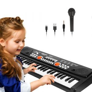m zimoon Clavier Piano Enfant, 49 Touches Clavier Électronique Numérique avec Microphone Early Éducation Musical Instrument Musique Clavier Anniversaire Cadeaux Noël Âge pour 3-12 Ans Filles Garçons (CreativeWMK, neuf)