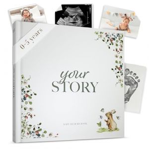 Livre de souvenirs pour bébé – Forest Edition – Journal souvenir neutre de la naissance à 5 ans | Carnet de disques avec couverture en tissu feuille d'or – Album de scrapbooking pour nouveau-né (Bibi & Beau - EU, neuf)