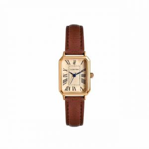 ALCENTIS Montre Femme rectangulaire Analogique, Boîtier en Or Rose, Bracelet en Cuir (Bracelet Marron - Boitier Or Rose) (Boutique Online France, neuf)