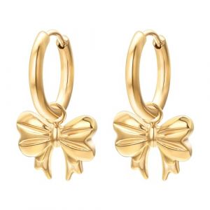 Vissen Boucle D'Oreille Pendante Plaqu&eacute; Femme Boucle D'Oreille Noeud Papillon Or 18k Ronde Bijoux (vissen, neuf)