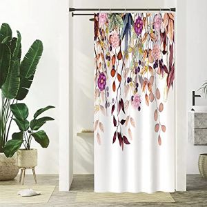 Rideau Douche Anti Moisissure, Uiiooazy Rideau Douche Étroit 90x180cm Feuilles d'eucalyptus Fleur Rose Violet Petit Rideaux de Baignoire Tissu Lavable Imperméable Rideaux Salle de Bain avec 6 Crochets (dongguibinjingpinxiaodianpu, neuf)