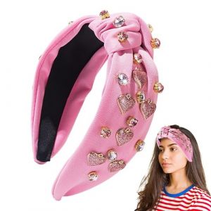 Serre-tête noué avec strass, bandeau de Saint Valentin pour femme, bandeau large avec nœud, serre-tête avec strass pour femme, accessoires de cheveux pour la Saint-Valentin (guofengr, neuf)