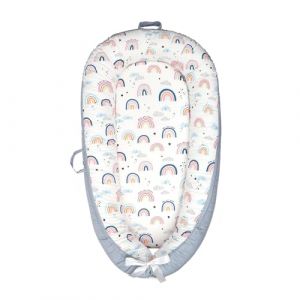 Réducteur de Lit Bébé 80x50cm en Coton, Nid Bébé Portable, Bébé Nest Doux et Confortable, Oreiller Sommeil Bébé, Nid d'ange Pour Bébé Nouveau-né, Insert Amovible Lavable, #1 (Surakey, neuf)