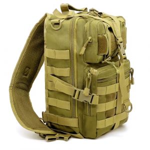 Alephnull Sac de poitrine tactique Molle Randonn&eacute;e Sac &agrave; bandouli&egrave;re Sac &agrave; bandouli&egrave;re pour les voyages en plein air, le cyclisme, le camping, marron, 35 &times; 24&times; 10 CM, Tactique (Alephnull, neuf)