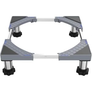 DEWEL Support r&eacute;glable pour machine &agrave; laver et s&egrave;che-linge, charge d'ours 350 kg, largeur r&eacute;glable 44,5-67 cm, hauteur de levage 18 &agrave; 22 cm, gris (yaweixian, neuf)