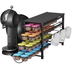 Rangement pour capsules Dolce Gusto 56 capsules de caf&eacute;, 4 tiroirs en m&eacute;tal silencieux avec pieds antid&eacute;rapants, adapt&eacute; pour la cuisine et le bureau (You-and-Me, neuf)