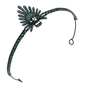 GANAZONO Diad&egrave;me T&ecirc;te de Mort Gothique en M&eacute;tal avec Strass Serrage-T&ecirc;te L&eacute;ger Noir et Vert Accessoire D&eacute;co Cheveux pour F&ecirc;te D&rsquo;Halloween et Soir&eacute;es &agrave; Th&egrave;me Couronne R&eacute;tro Sorci&egrave;re (JUNEE, neuf)