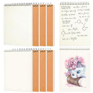 8 Cahiers &agrave; Spirales A6, Carreaux & Vierges 80 Feuilles/160 Pages D&eacute;tachables, Petit Bloc-notes &agrave; Spirale de Poche, Carnet de Notes &agrave; Spirale A6, Mini Cahiers de Papier avec Couverture en Papier Kraft (xingyulong, neuf)