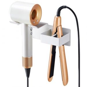 XILIMOR Porte Seche Cheveux et Lisseur Support Seche Cheveux Support Porte Seche Cheveux Mural M&eacute;tal Adh&eacute;sif Support Seche Cheveux sans Percage pour H&ocirc;tel, Salle De Bains, Barbershop (&lrm;Blanc) (SunyaTech, neuf)