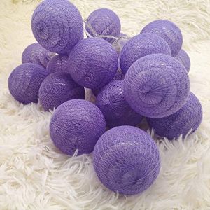 Guirlande Lumineuse de No&euml;l &agrave; Boules de Coton, DOTBUY Guirlande Lumineuse LED &agrave; Piles pour f&ecirc;te, &Eacute;clairage de No&euml;l, Mariage, d&eacute;coration de Jardin pour int&eacute;rieur (Violet,4.8M/30LED) (DOTDOT SHOP, neuf)