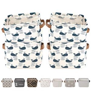 LessMo Set de 4 Mini Paniers de Rangement, Bo&icirc;te de Rangement Pratique Tiroir en Tissu Lin Panier Stockage de Bureau Pliable Organisateur pour &eacute;tag&egrave;res et Bureau, Jouets, Llivres ou Maquillage (little happy cat, neuf)