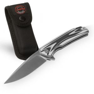 GRAAL KNIVES -BIG SCOUT BLANC/NOIR Couteau pliant de Randonnée, Bivouac, Lame en Acier D2,manche en G10 avec super grip et idéal en milieu humide Livré avec étui en cordura orientable. (GRAAL KNIVES, neuf)