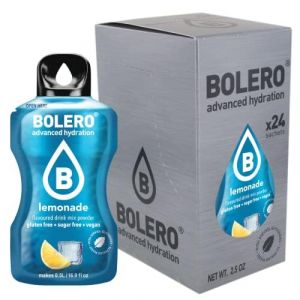 Bolero LEMONADE 24x3g | Jus en poudre sans sucre, &eacute;dulcor&eacute; &agrave; la st&eacute;via + vitamine C | pour enfants et sportifs | sans gluten, v&eacute;g&eacute;talien | go&ucirc;t de limonade (Bolero Adria, neuf)