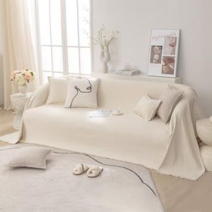 VanderHOME Housse de Canapé en Lin 1/2/3/4 Places, Couverture Canape Respirante Et Confortable, Jeté de Canapé Antidérapant, Housse de Canape Câline 180 * 380cm-Beige (VanderHOME-FR, neuf)