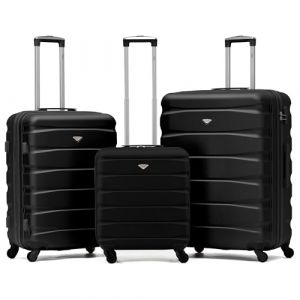 Flight Knight Lot De 3 Moyen Et Grand Valises Rigides Legeres en ABS A 4 Roues Cabine Bagage A Main pour Plus De 60 Compagnies Aeriennes -easyJet, Jet2 Et Taille Max Ryanair (Priority) 55x40x20cm (Prime Brands Group FR, neuf)