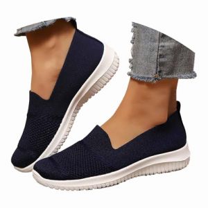 G&eacute;n&eacute;rique Ballerines Femme Petit Talon Confortable Chaussure Orthop&eacute;dique Baskets Femmes L&eacute;g&egrave;res Sneakers Maille Confortables pour Marche, Travail & &Eacute;t&eacute; Sandales Chaussures Bleu Marine (XIA0 MI, neuf)