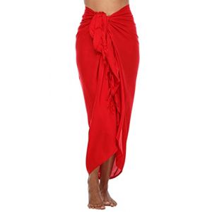 SHU-SHI - Sarong/paréo - pour Femme - Look de Plage - à Porter au-Dessus du Maillot de Bain - Taille Unique - Rouge (SHU-SHI EU, neuf)