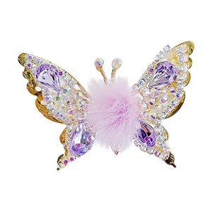 Clips pour cheveux longs papillon volant épingle à cheveux papillon scintillant pinces à cheveux femmes mignon en alliage papillon volant épingles à cheveux clips en cristal mobile épingle à cheveux (Peppering, neuf)