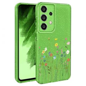 BEENTRYS Paillettes Floral Coque pour Samsung Galaxy A33 5G,Glitter Brillant Femmes Filles Motif Fleurs Grimpante Housse Soft TPU Silicone Antichoc Étui pour Samsung Galaxy A33 5G(S201-Vert) (BUFAN-EU, neuf)