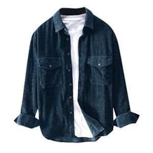 OBiQuzz Veste en velours côtelé pour homme - Grandes tailles - Veste chemise avec boutonnière - Veste de survêtement à manches longues - Chemise en flanelle - Chemise Corduroy - Coupe droite - Veste (速享购, neuf)