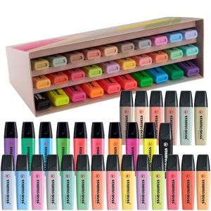 STABILO BOSS ORIGINAL - Surligneur - Set de bureau x 30 surligneurs - 9 fluo, 14 pastel, 6 couleurs nature et 1 marqueur noir (STABILO, neuf)