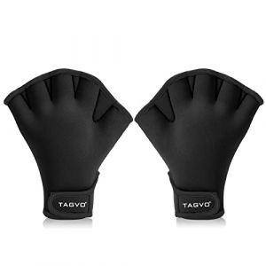 TAGVO Gants de natation Gants aquatiques Résistant à l'eau Gants Néoprène Palmés Gants d'entraînement pour Homme Femme Adulte Fitness Nage Surf Bain Gants Piscine Aqua Gants Noir (lipsd eu, neuf)
