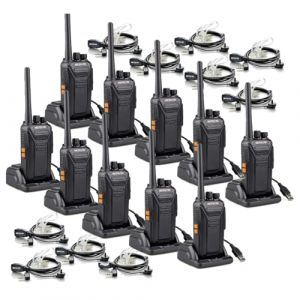 Retevis RT27 Talkie Walkie Professionnel, Takie-Walkie Longue Portée RMR446 sans Licence, 16 Canaux VOX, USB Radios et Accessoires Oreillette pour Service de Sécurité, Restaurant, L'école(10 pcs) (RetevisDirect, neuf)