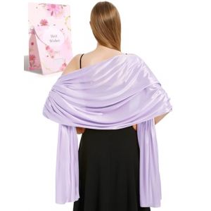 heekpek Satin Foulard Chale Femme Mariage Echarpes pour Robe de Soir&eacute;e &Eacute;l&eacute;gant Chic Etole Femme pour Soir&eacute;e C&eacute;r&eacute;monies F&ecirc;tes Mariage, Violet Clair, Taille unique (HKPK, neuf)