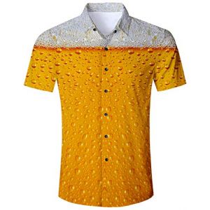 ALISISTER Funky Chemise Hawaïenne Homme 3D Bière Imprimer Casual Bouton à Manches Courtes Hawaïen Fleur Shirt Aloha Chemise de Plage Jaune XXL - A2-beer (Rawyoung, neuf)