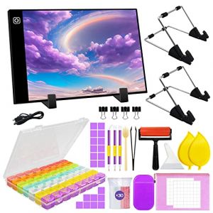 Tablette Lumineuse A3,Diamond Painting Accessoires,Luminosité Réglable Portable Table Lumineuse Planche Dessin avec USB Câble Diamond Painting Accessoires (Lamber International Trade Kft., neuf)