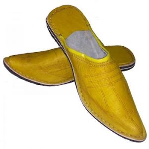 Babouche Marocaine Chaussure Homme pentoufles Mules Sandale Chaussons 100% Cuir Cousue (Jaune, 42 EU) (Lumière et déco d'Orient, neuf)