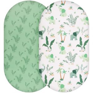 Yukkidds Lot de 2 Drap Housse Cododo 41x81 cm Microfibre Ultra-Douce et Respirante Draps Ajustables et Lavables pour Cododo, Berceau, Couffin ou Nacelle éléphant Vert (Yukkidds UK, neuf)