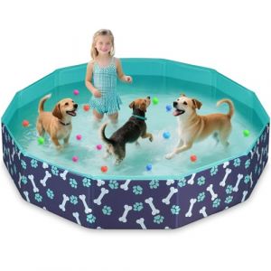 HaoVrisn Piscine pour Chien Pliable, Piscine pour Animaux Ext&eacute;rieur Bassin pour Grands Petits Chiens,PVC &eacute;pais et Antid&eacute;rapant Piscine Enfant et Animaux (160x30CM) (Sailele, neuf)