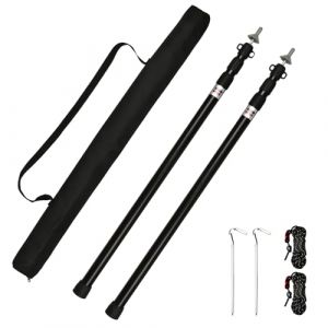 Lot de 2 barres télescopiques pour tentes, auvent, barres de tente télescopiques, support de baldaquin en aluminium, 95-234 cm, poteaux de tente de camping, barres de camping pour bâches, auvent, (FR Shopping Store, neuf)