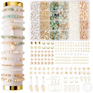 Perles Pour Bracelet Kit Bijoux Creation Adulte Creation Bijoux avec Lettres DIY Bracelet Collier Pendentif Charmes en Cristal,en Jade Imitant (U jewelry, neuf)